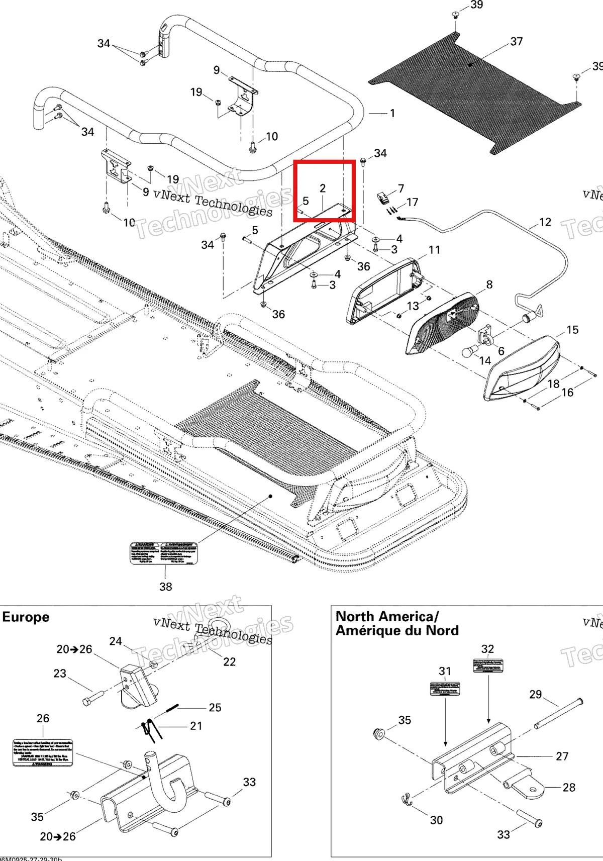 Деталь 511000187 (Задний Свет Поддержка) на схеме узла 2009 Ski-Doo Skandic Tundra LT 550F Luggage Rack