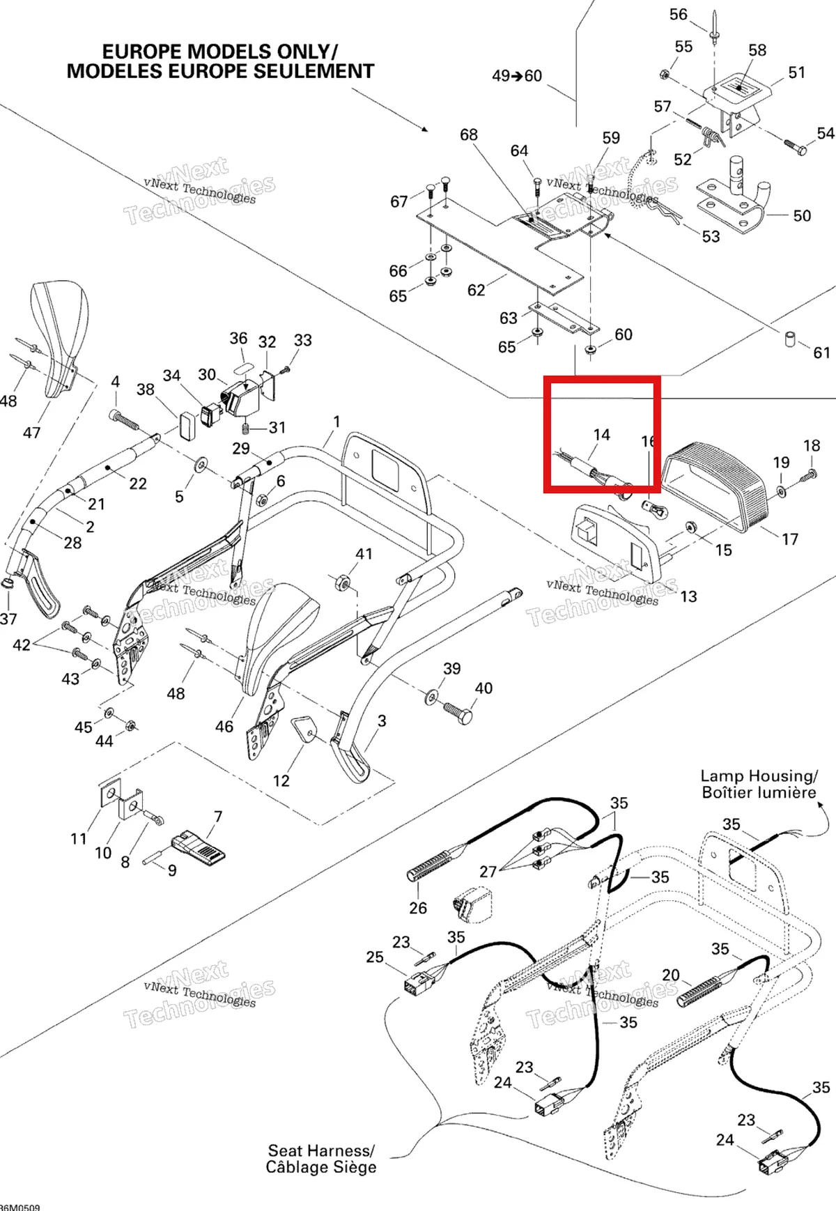 Деталь 511000224 на схеме узла 2005 Ski-Doo Legend V-1000 Luggage Rack