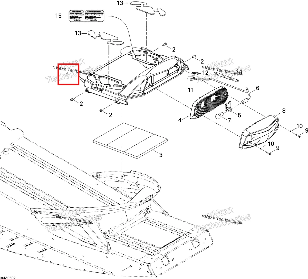 Деталь 511000242 на схеме узла 2005 Ski-Doo GSX 380F Luggage Rack
