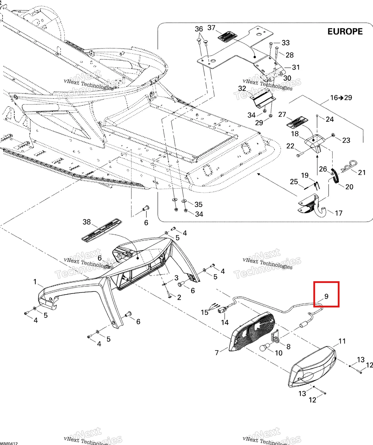 Деталь 511000255 на схеме узла 2004 Ski-Doo Summit 600 HO Luggage Rack