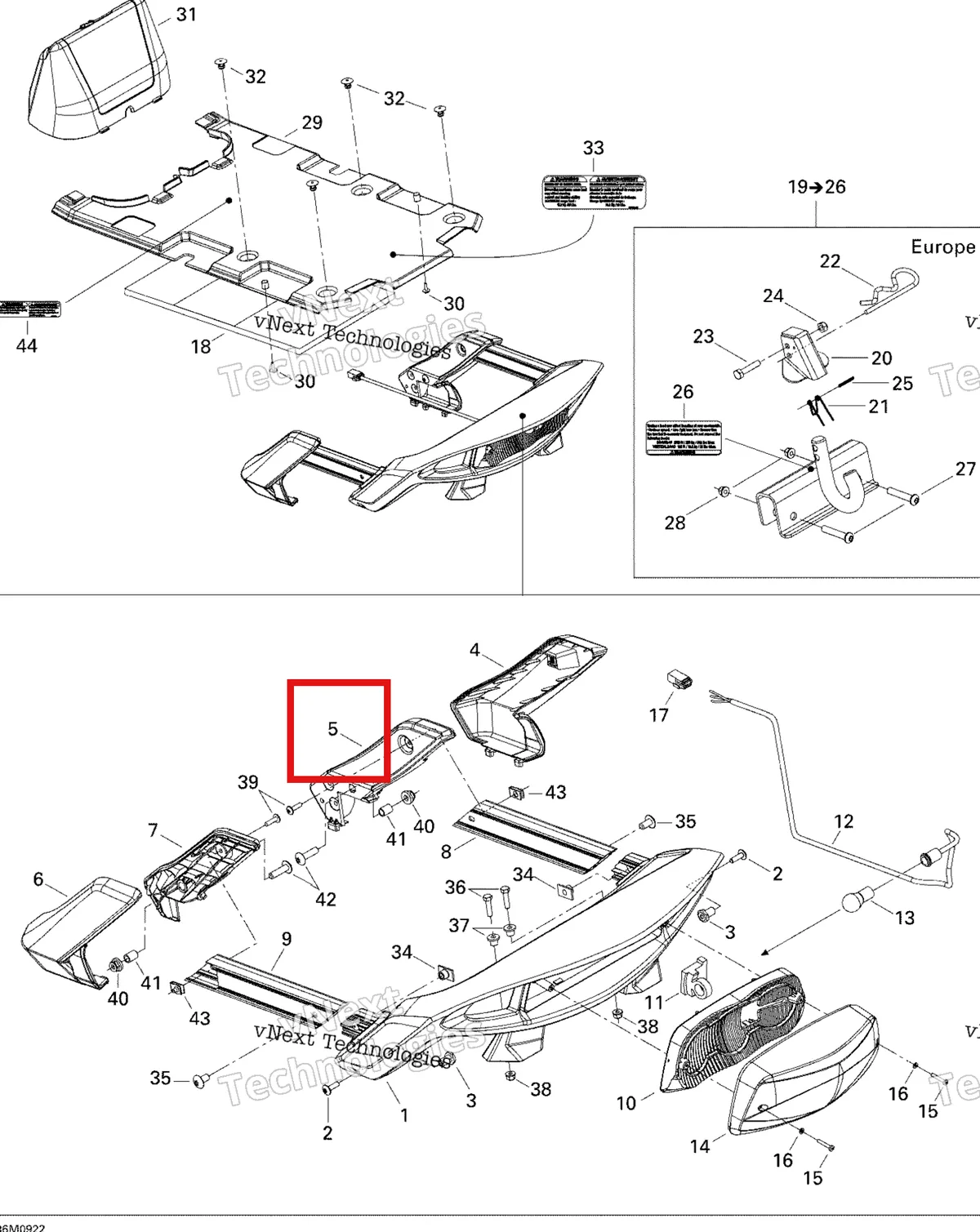 Деталь 511000326 (Деталь R.h. Inside Arm) на схеме узла 2009 Ski-Doo GTX Fan Luggage Rack