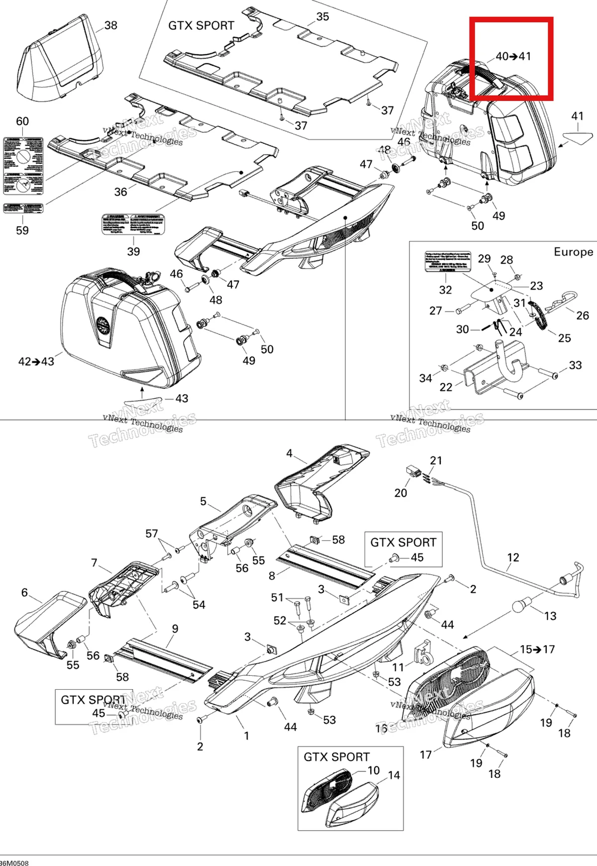 Деталь 511000328 на схеме узла 2005 Ski-Doo GTX 600 HO SDI Luggage Rack