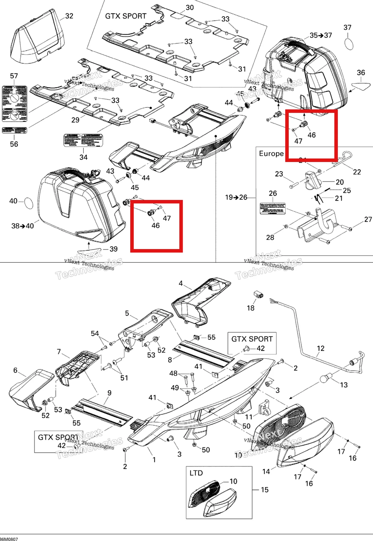 Деталь 511000338 на схеме узла 2008 Ski-Doo GTX LTD 600 HO SDI Luggage Rack Ltd