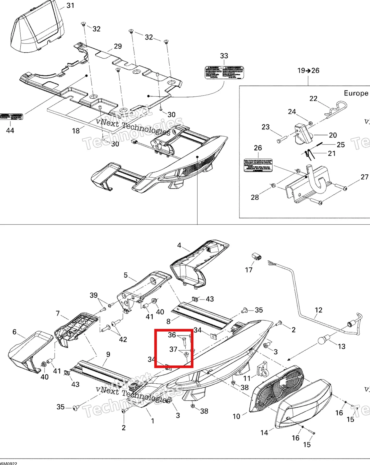 Деталь 511000340 (Деталь Flanged Bushing) на схеме узла 2009 Ski-Doo GTX Fan Luggage Rack