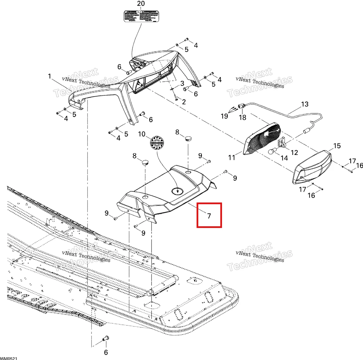 Деталь 511000349 на схеме узла 2005 Ski-Doo Summit 1000 SDI, Highmark & Highmark X Luggage Rack