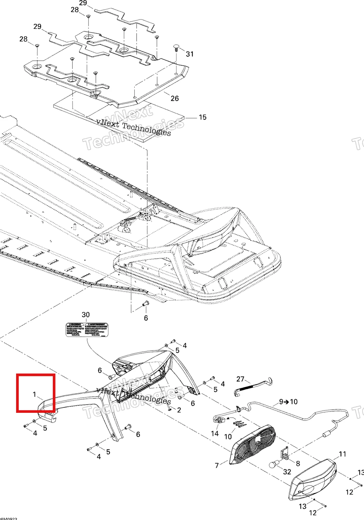 Деталь 511000425 (Багажник) на схеме узла 2009 Ski-Doo Summit Fan Luggage Rack