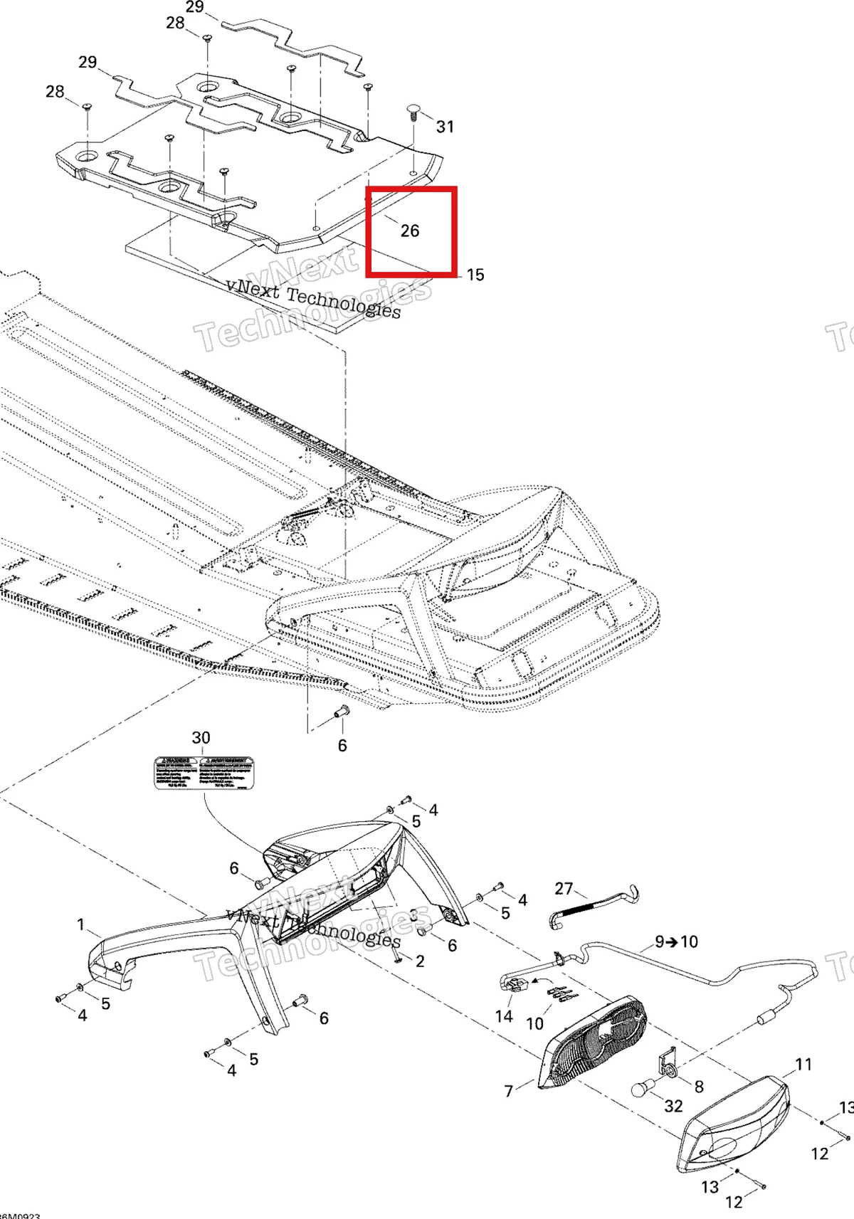 Деталь 511000436 на схеме узла 2009 Ski-Doo Summit Fan Luggage Rack