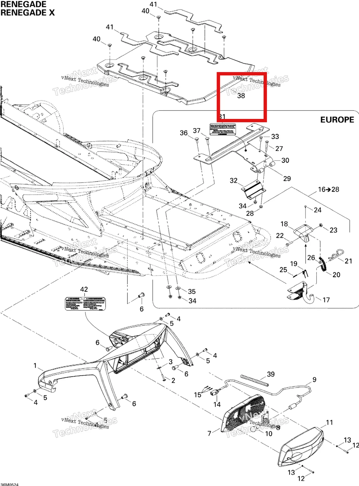 Деталь 511000437 на схеме узла 2005 Ski-Doo MX Z 600 HO Renegade Luggage Rack