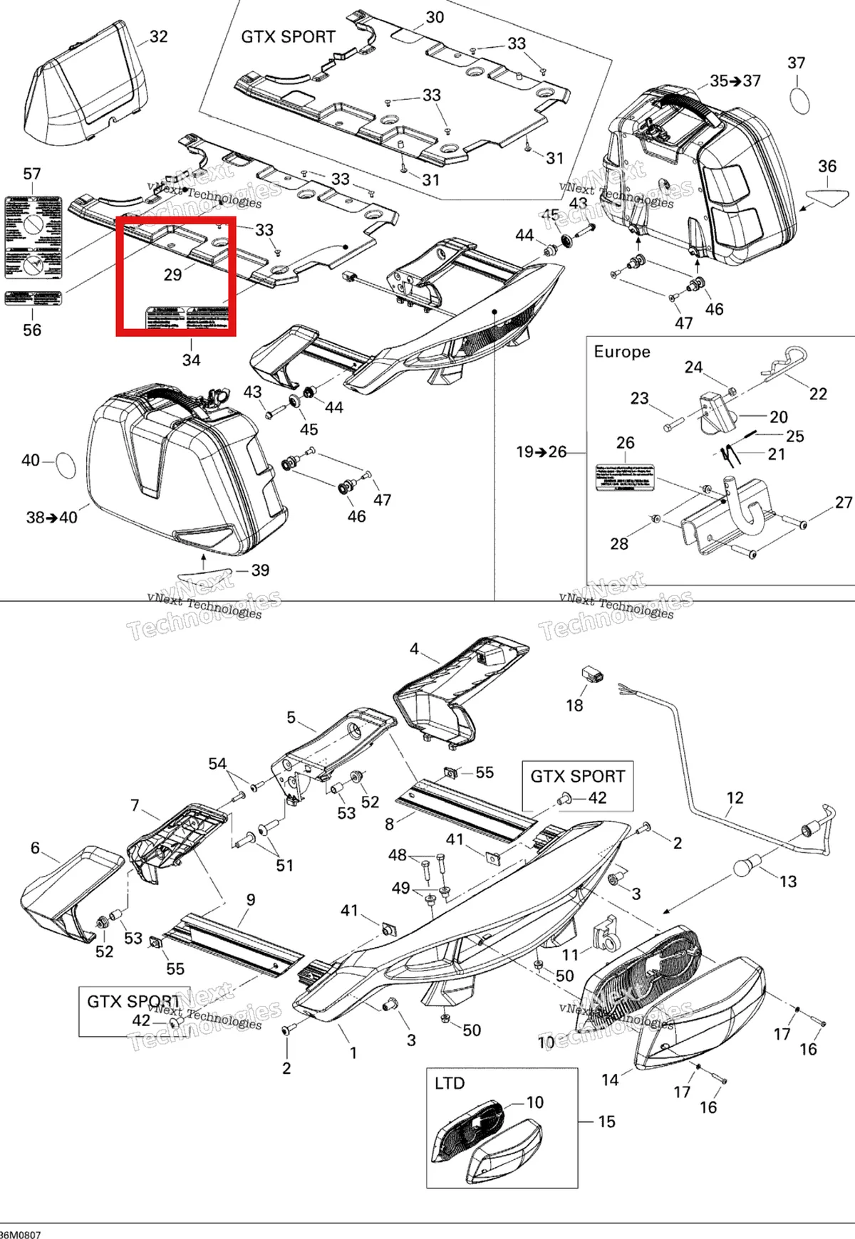 Деталь 511000439 на схеме узла 2008 Ski-Doo GTX LTD 600 HO SDI Luggage Rack Ltd