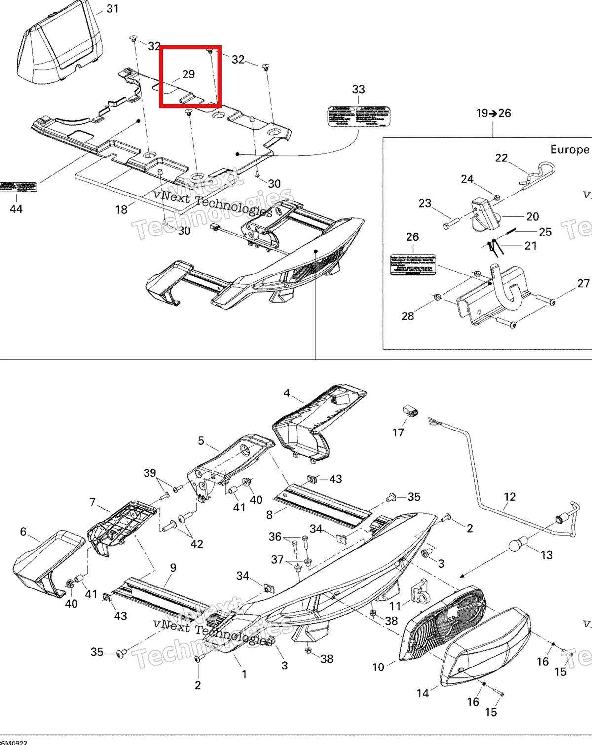 Деталь 511000440 на схеме узла 2009 Ski-Doo GTX Fan Luggage Rack