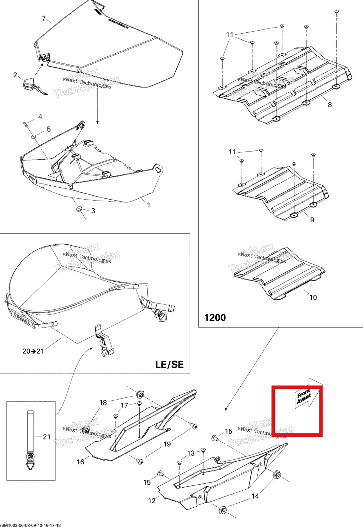 Деталь 511000487 (Багажник) на схеме узла 2010 Ski-Doo GSX LE 1200 Luggage Rack 1200 Le