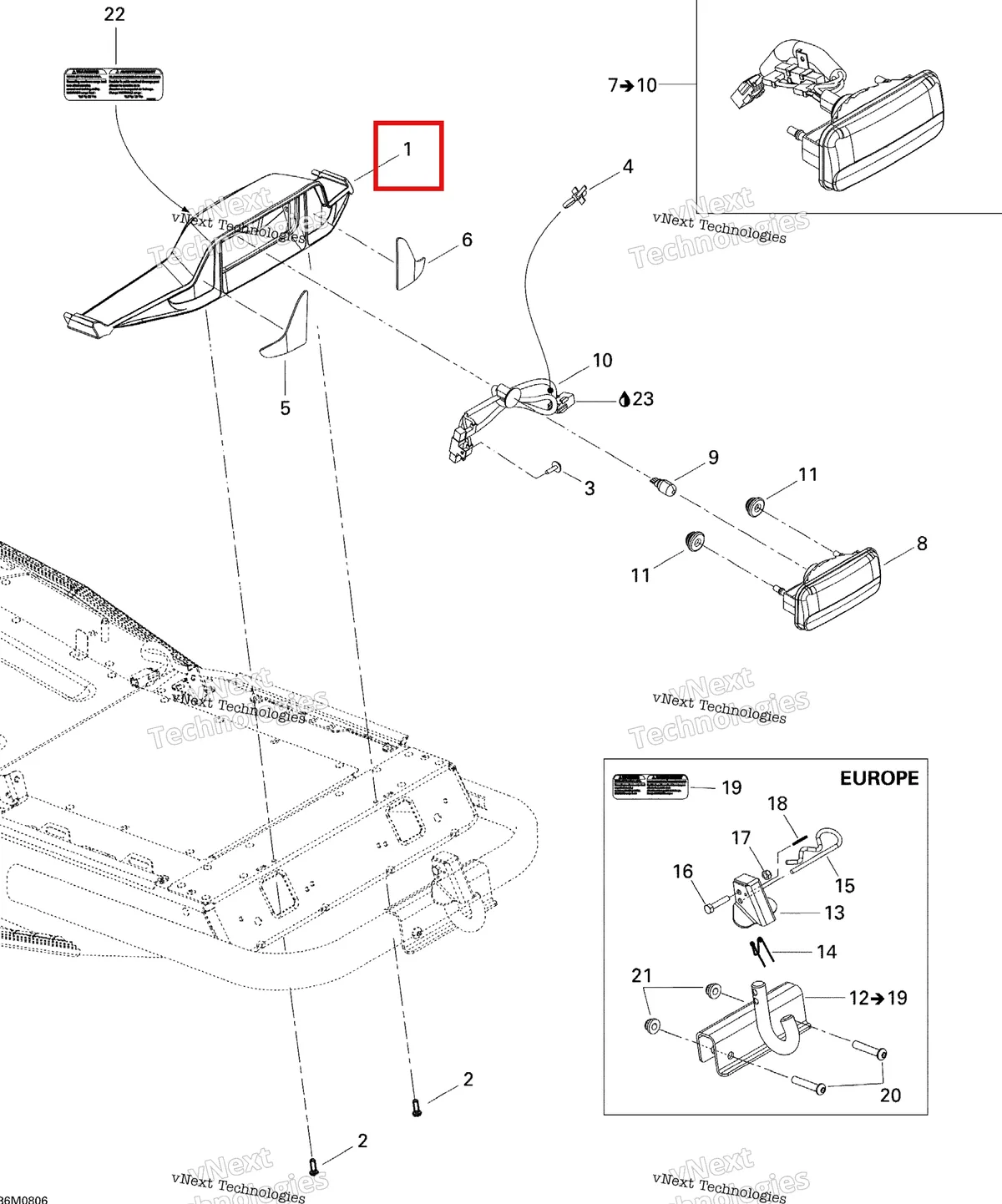 Деталь 511000510 на схеме узла 2008 Ski-Doo Summit Adrenaline 600HO SDI Luggage Rack