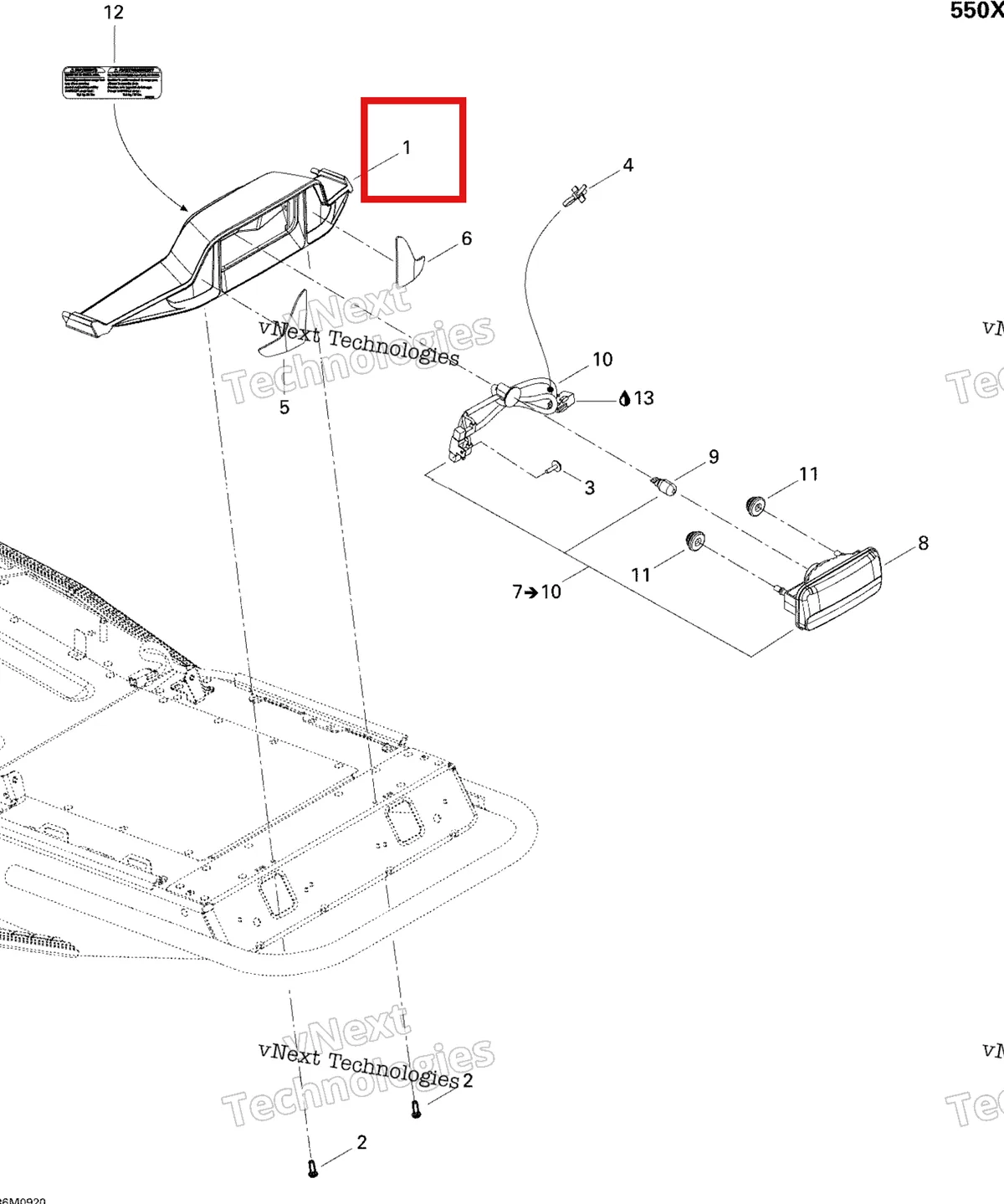 Деталь 511000511 на схеме узла 2009 Ski-Doo MX Z 550X Luggage Rack