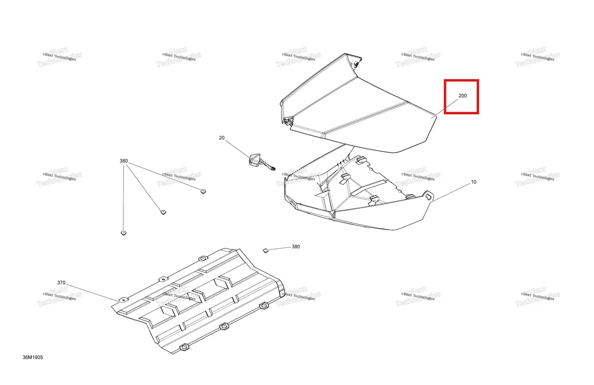 Деталь 511000568 (Деталь Trunk Cover, Black) на схеме узла 2019 Ski-Doo MXZ 600 CARB Cargo - 600 Carb
