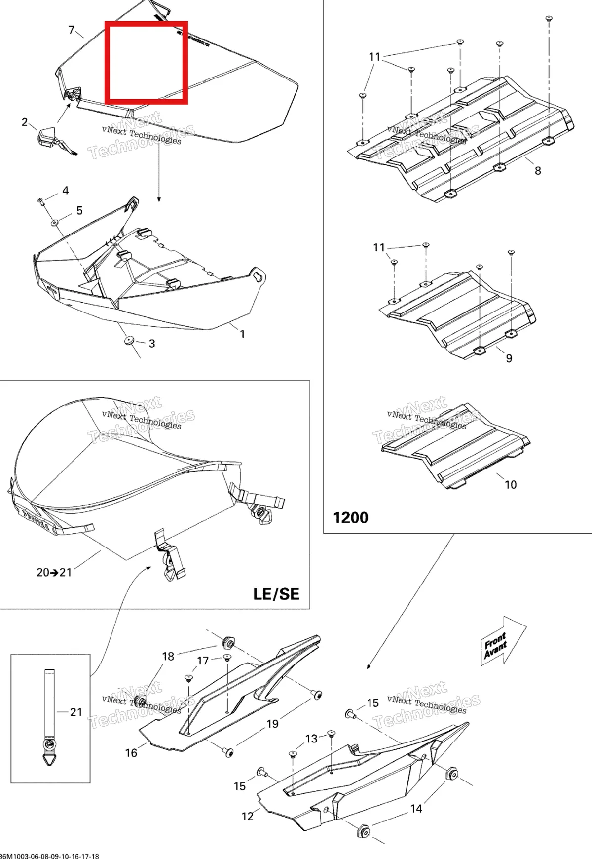 Деталь 511000569 на схеме узла 2010 Ski-Doo GSX SE 1200 Luggage Rack 1200 Se