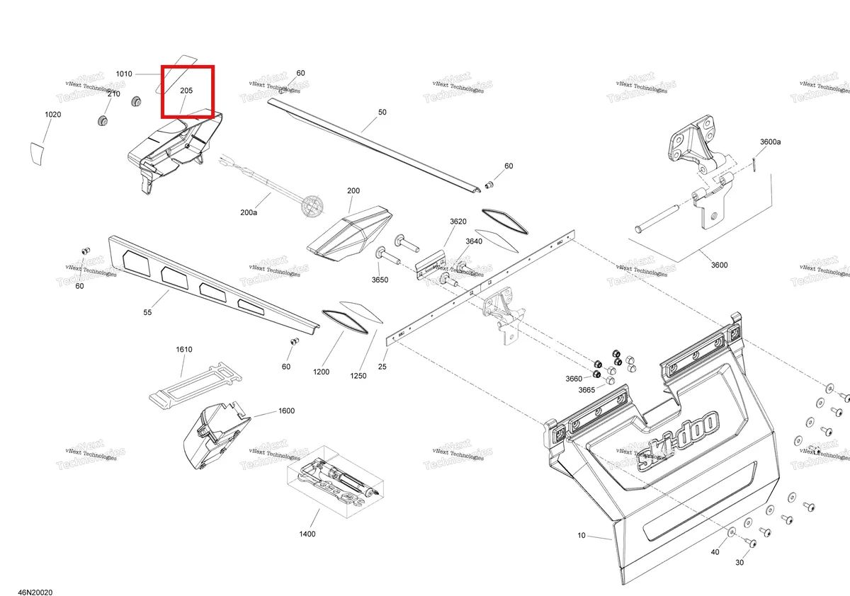 Деталь 511000764 (Крышка Света) на схеме узла 2020 Ski-Doo EXPEDITION SWT 900 ACE Utilities