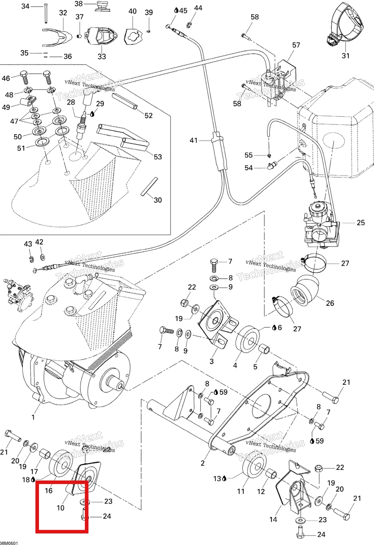 Деталь 512048300 на схеме узла 2005 Ski-Doo Tundra R Engine And Engine Support