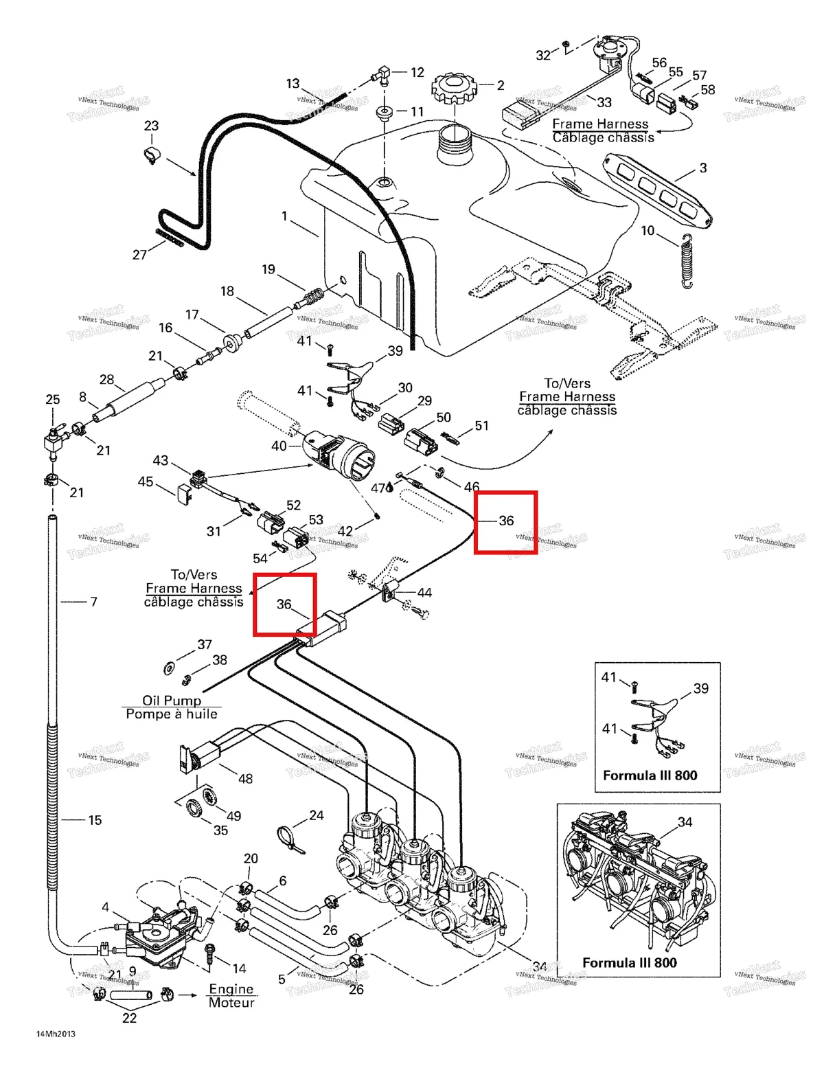 Деталь 512059020 на схеме узла 2000 Ski-Doo Formula III 700 R Fuel Tank