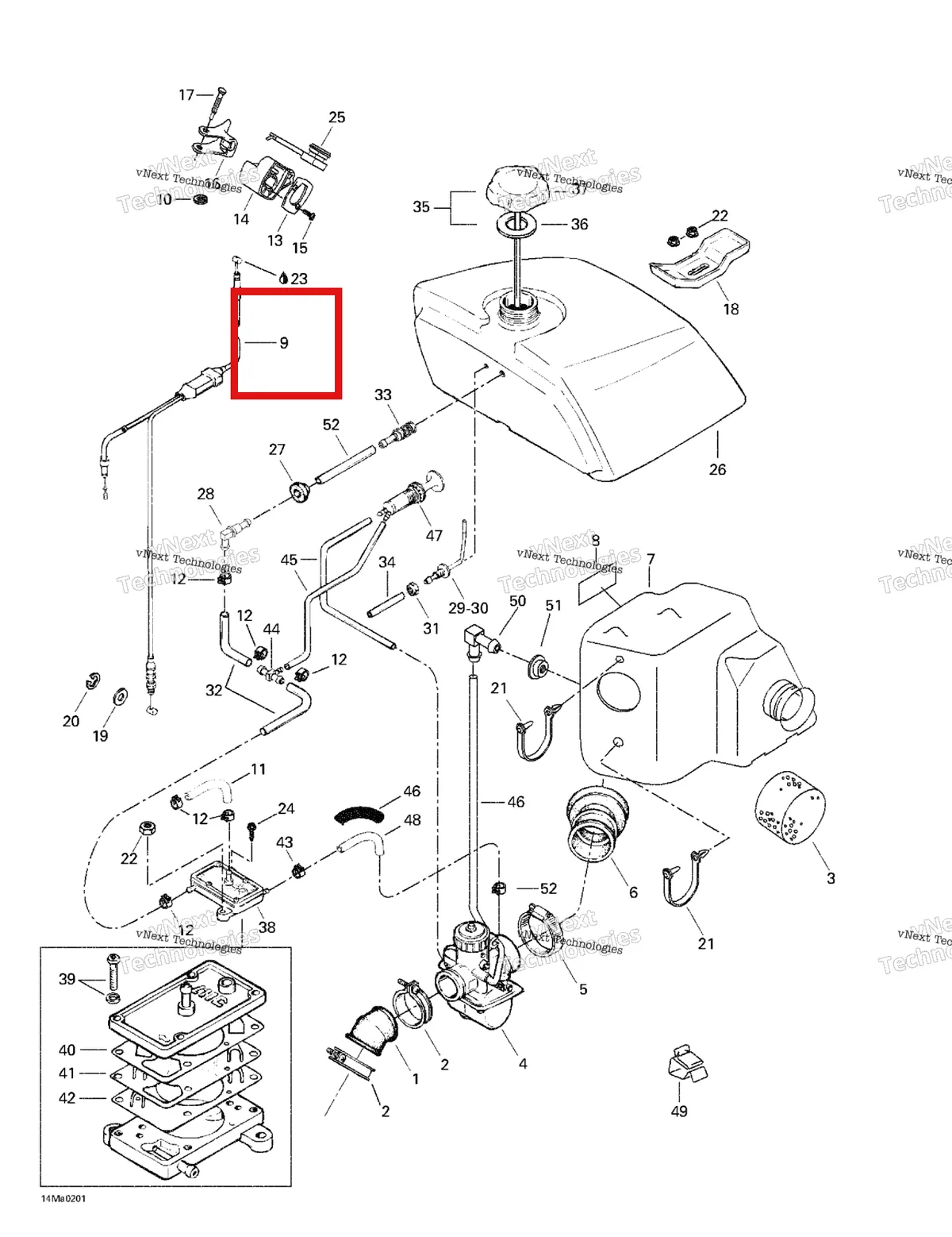 Деталь 512059040 на схеме узла 2002 Ski-Doo Tundra R Fuel System