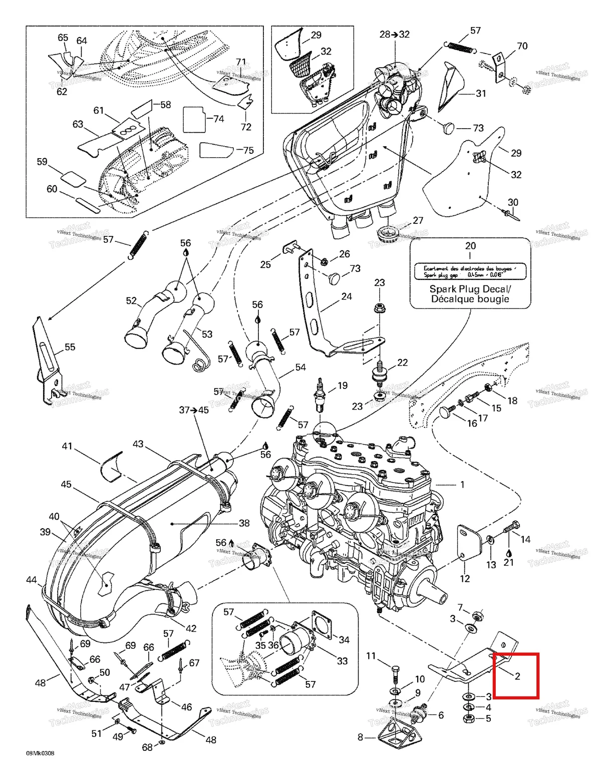 Деталь 512059089 на схеме узла 2003 Ski-Doo Mach Z Engine Support And Muffler