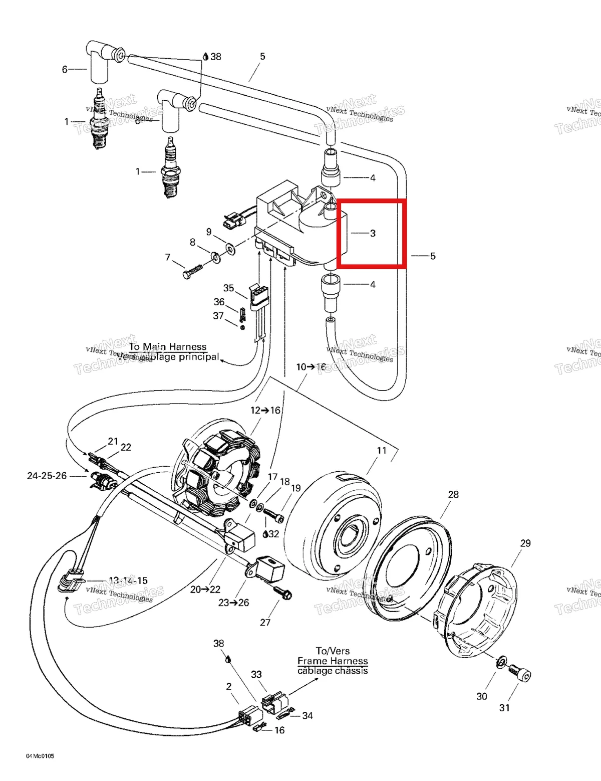 Деталь 512059169 на схеме узла 2001 Ski-Doo Formula Deluxe 500 F Magneto