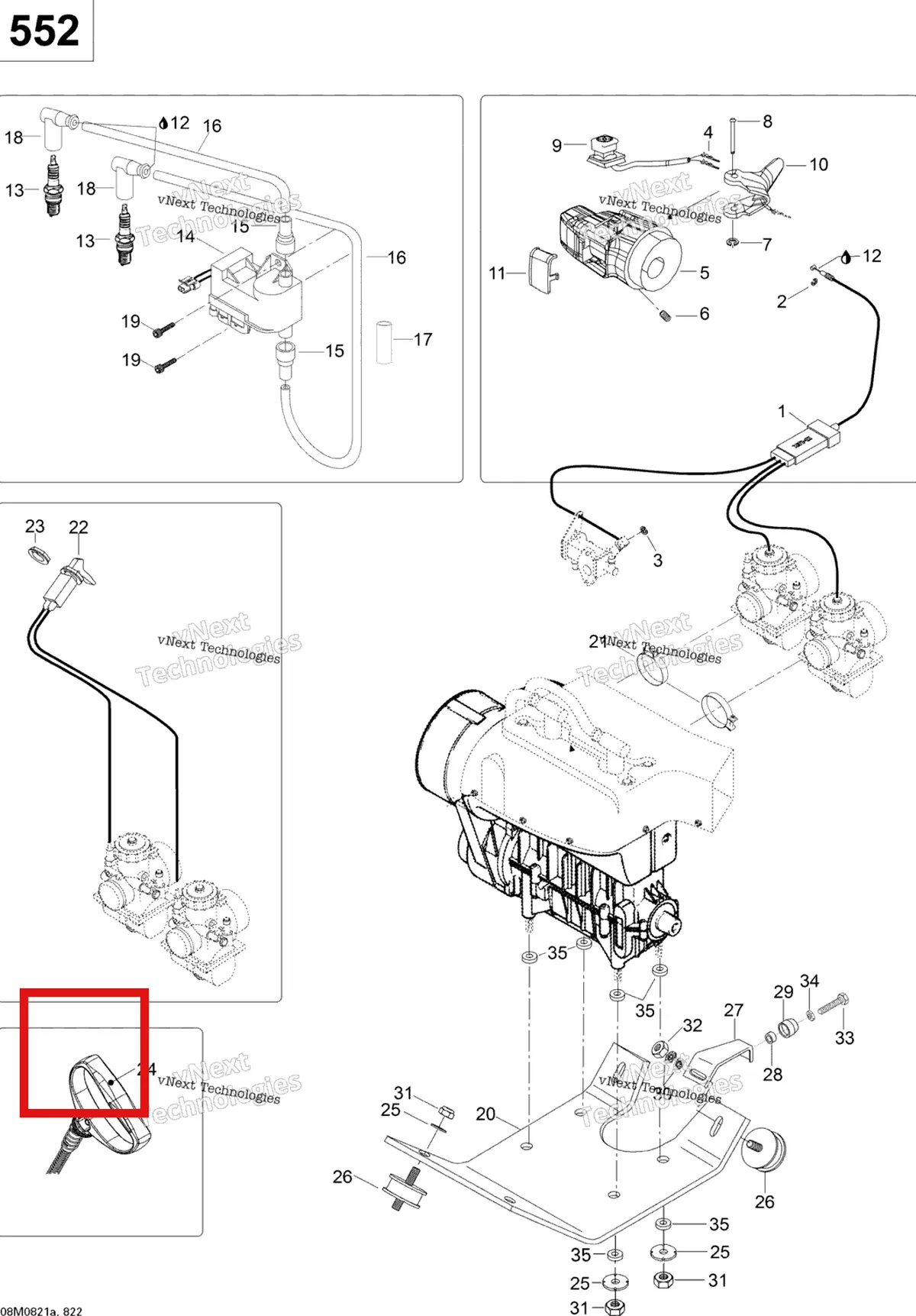 Деталь 512059364 (Пластиковая Гайка) на схеме узла 2008 Ski-Doo Skandic SUV 550F Engine And Engine Support 500F