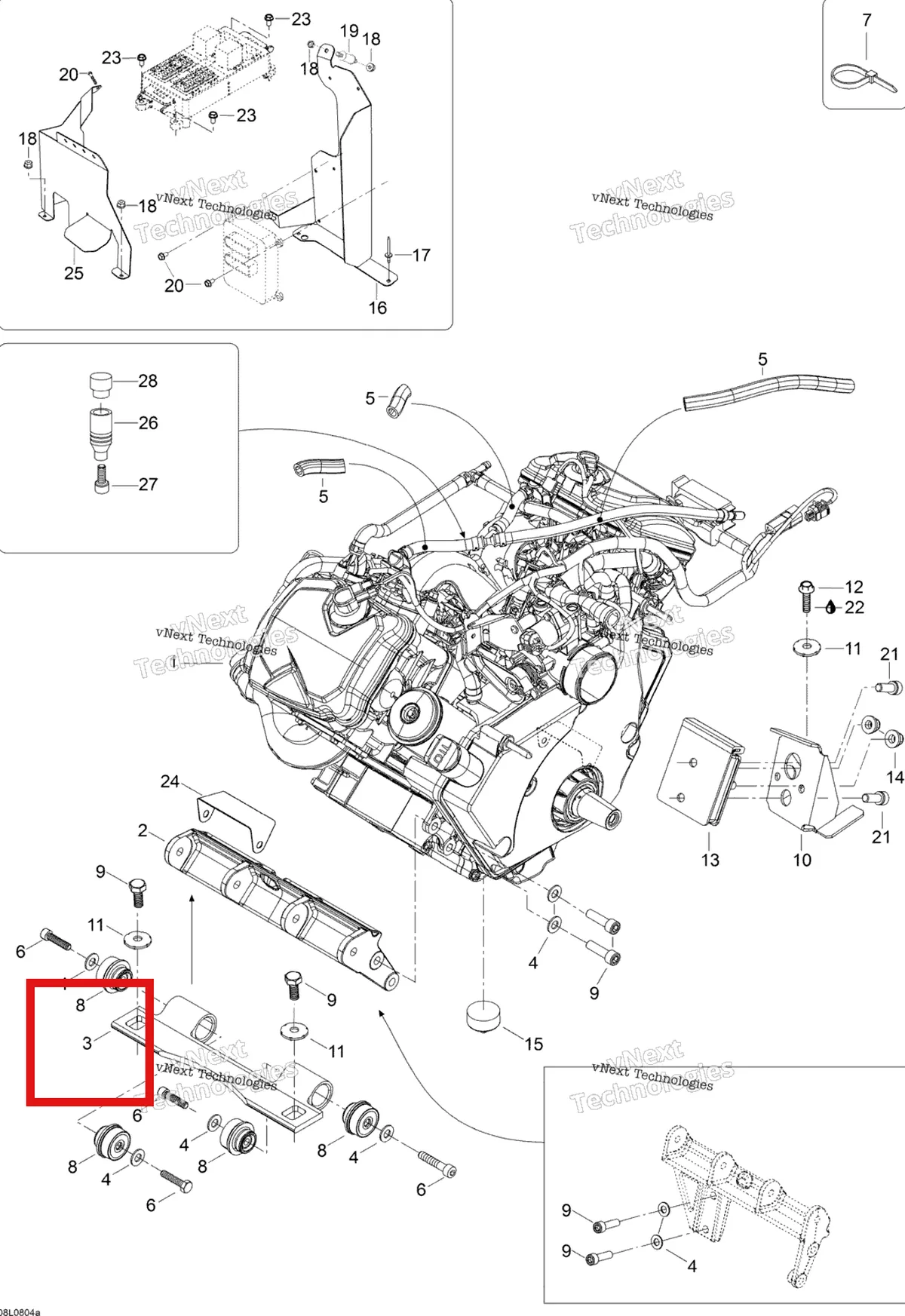 Деталь 512059425 (Деталь Engine Support, Front) на схеме узла 2008 Ski-Doo Expedition V-1300 Engine And Engine Support