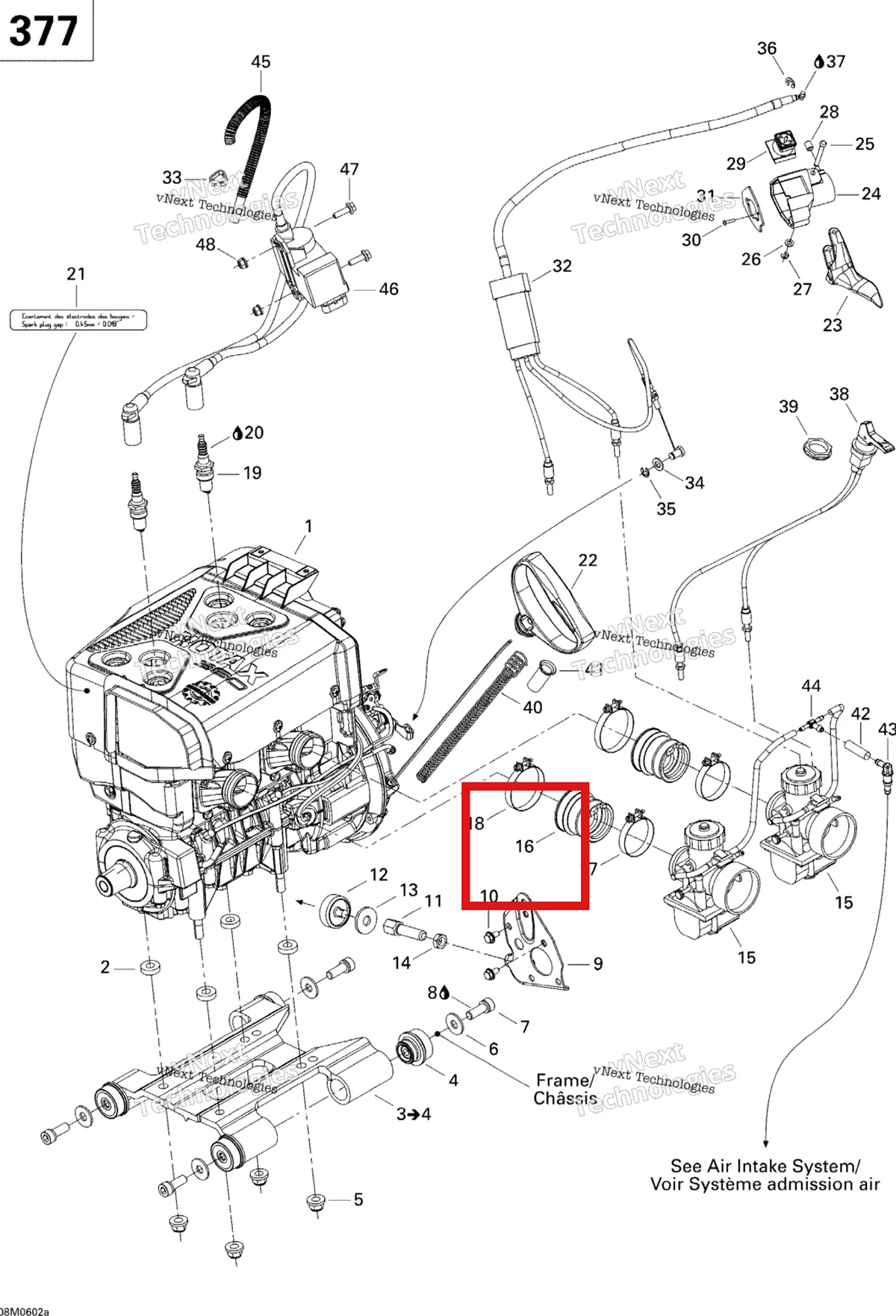 Деталь 512059478 (Деталь Carburetor Adaptor. Safari 400_safari 400 E) на схеме узла 2006 Ski-Doo GSX 380F Engine And Engine Support Gsx 380F