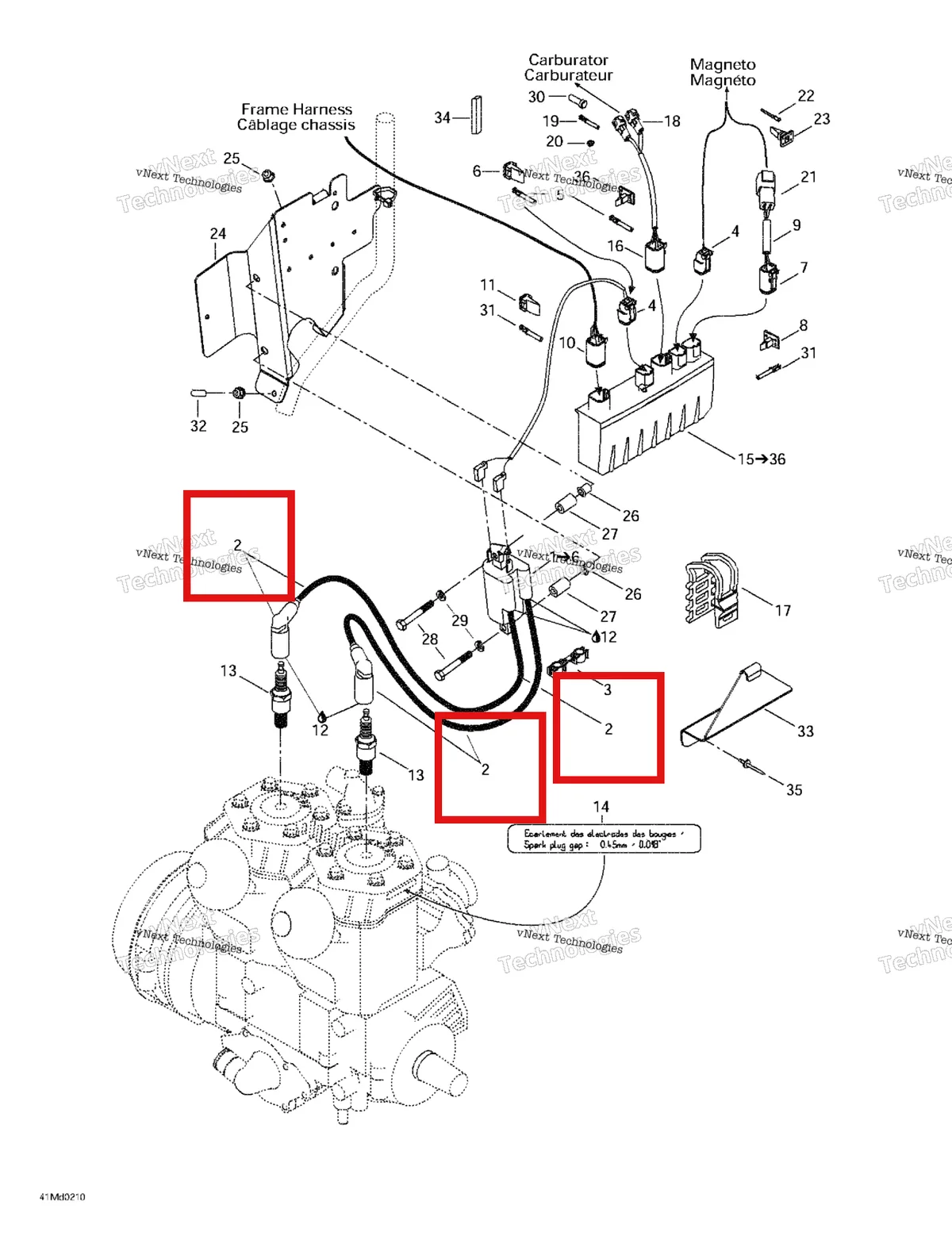 Деталь 512059499 (Деталь Spark Plug Wire, 515mm) на схеме узла 2002 Ski-Doo MX Z X 440 Ignition