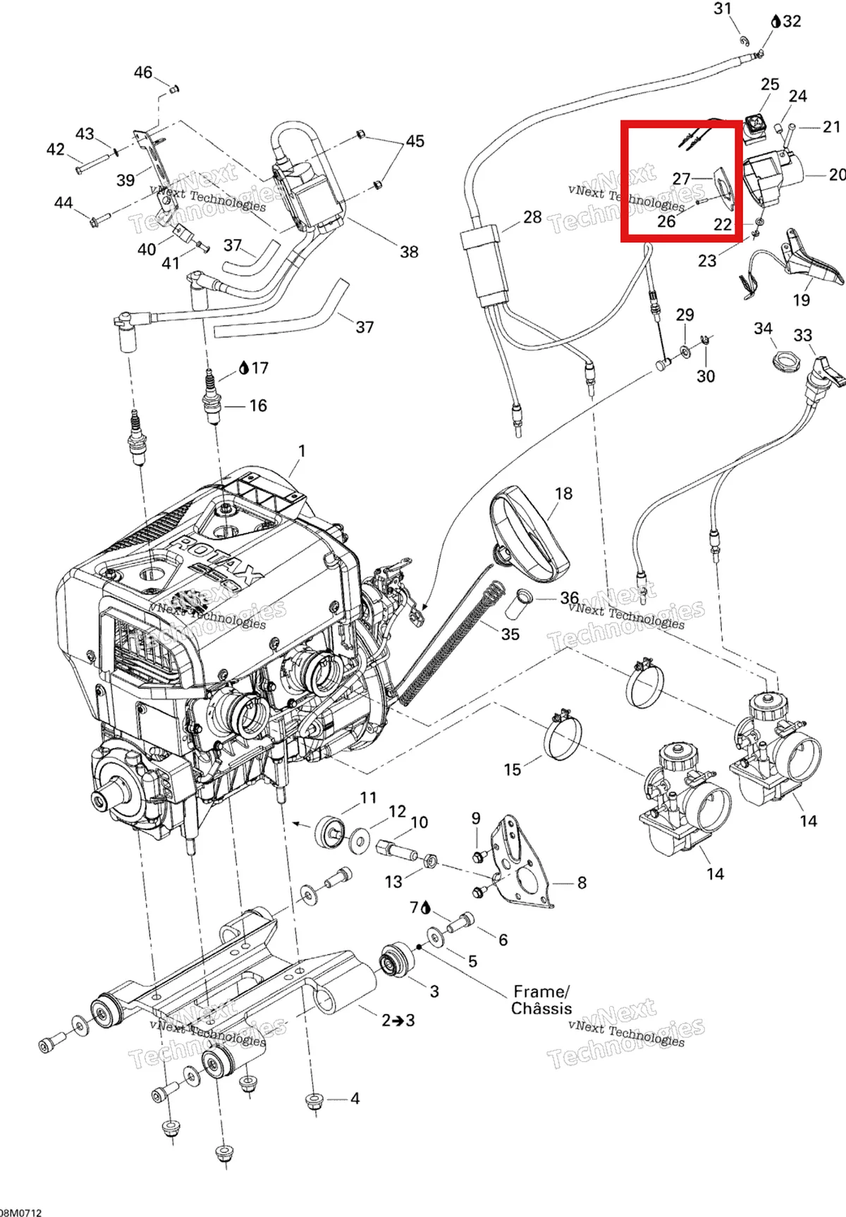 Деталь 512059507 (Пластина) на схеме узла 2007 Ski-Doo Expedition Sport 550F Engine And Engine Support