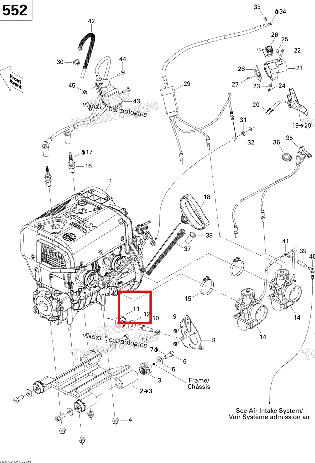 Деталь 512059610 (Стопор) на схеме узла 2009 Ski-Doo GSX Fan Engine And Engine Support