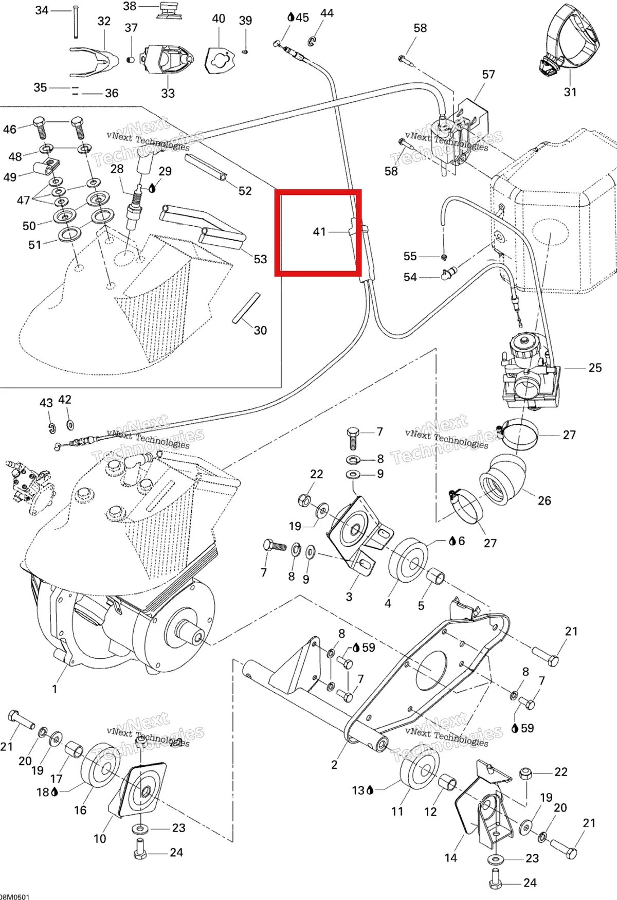 Деталь 512059614 на схеме узла 2005 Ski-Doo Tundra R Engine And Engine Support