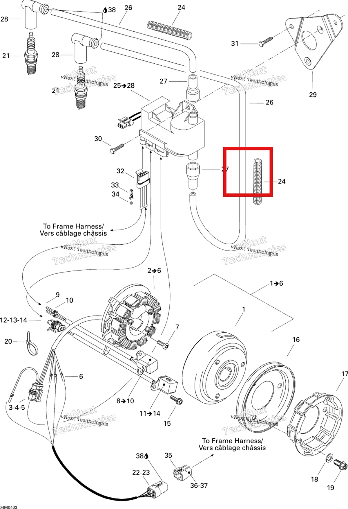 Деталь 512059628 на схеме узла 2004 Ski-Doo Summit 550F Magneto Summit 550F