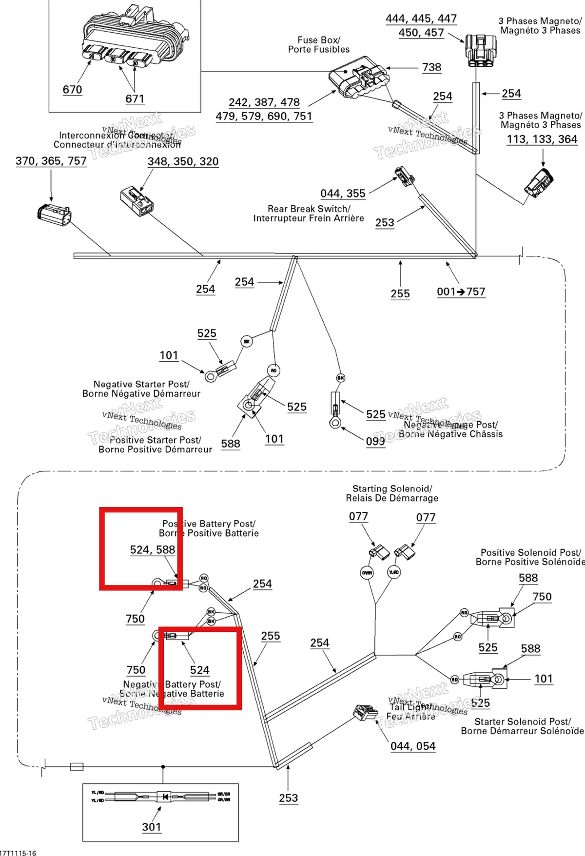 Деталь 512059668 на схеме узла 2011 Can-Am DS 450 EFI Electrical Harness, Rear Section