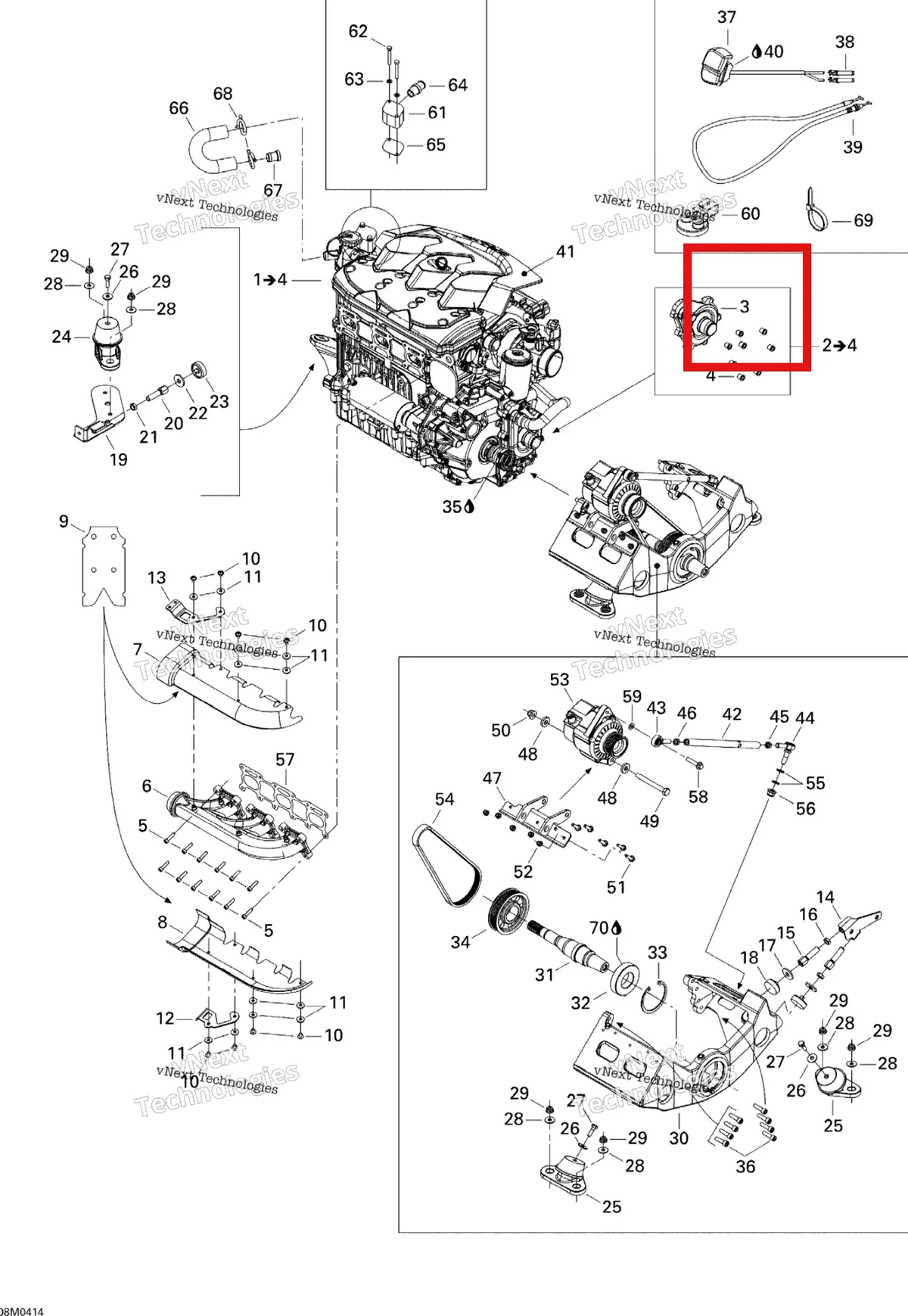 Деталь 512059678 на схеме узла 2004 Ski-Doo Elite 1500 1st Edition Engine