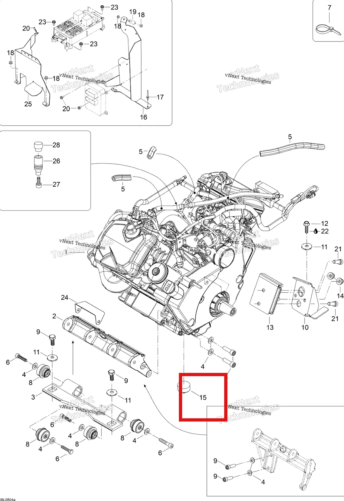 Деталь 512059710 (Стопор) на схеме узла 2008 Ski-Doo Expedition V-1300 Engine And Engine Support