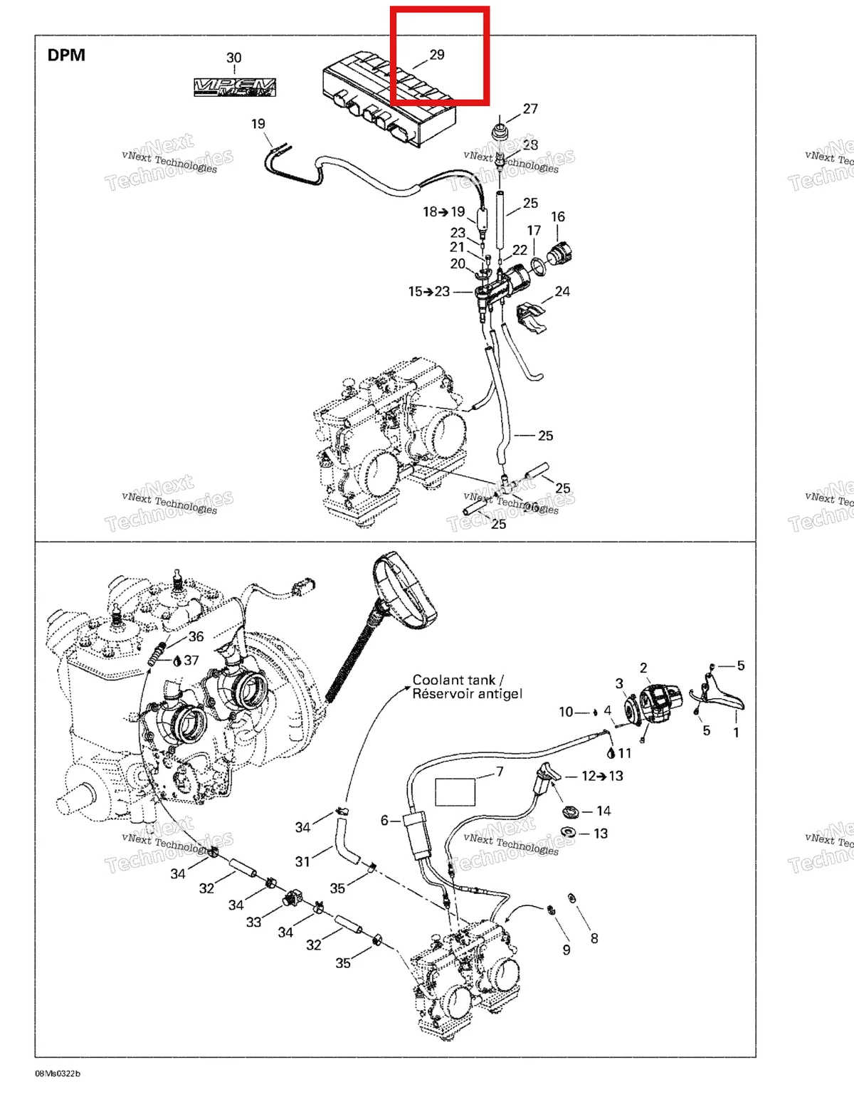 Деталь 512059780 на схеме узла 2003 Ski-Doo Summit X 800 HO Engine 2