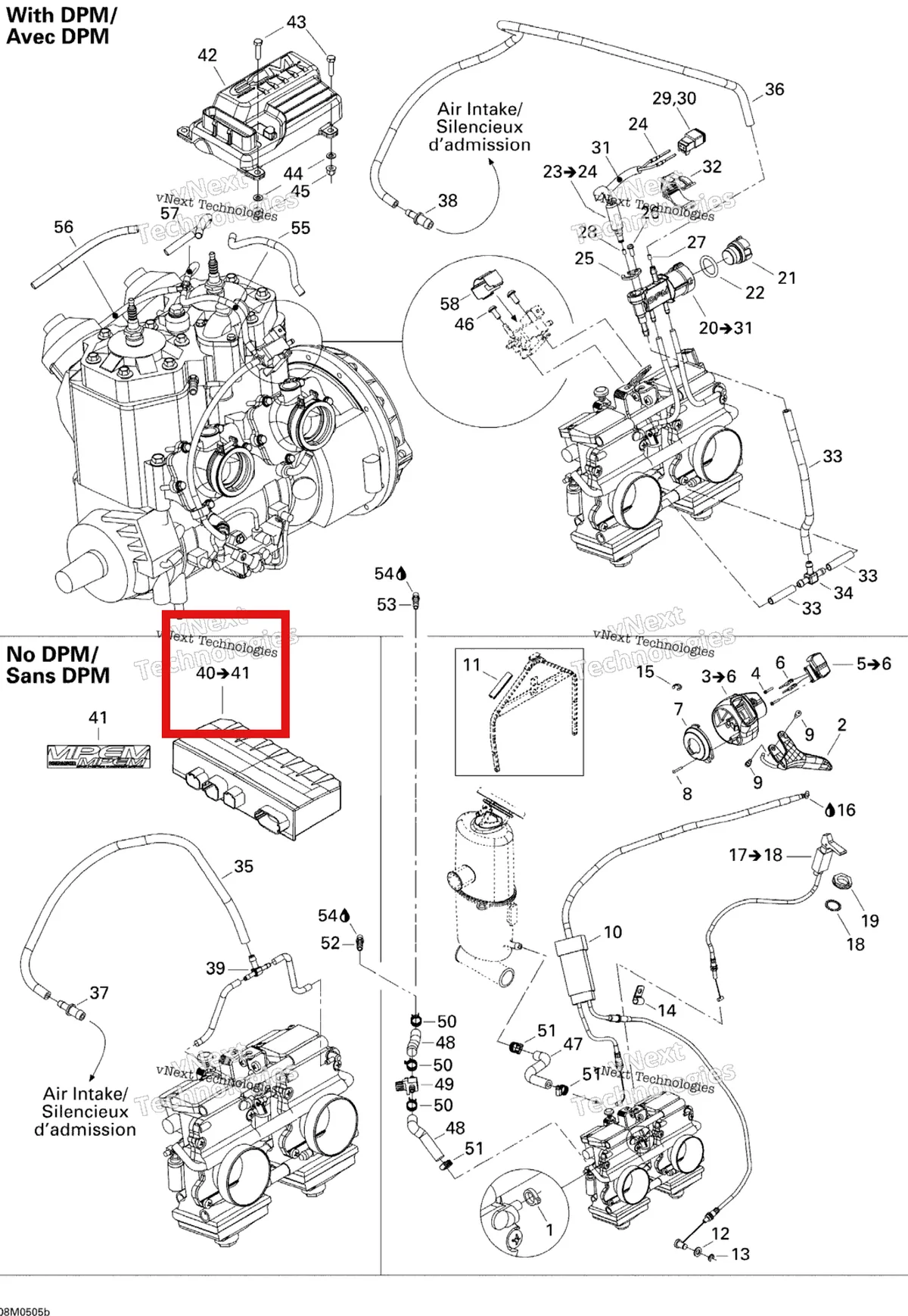Деталь 512059855 на схеме узла 2005 Ski-Doo MX Z 500SS Trail & Adrenaline Engine 2