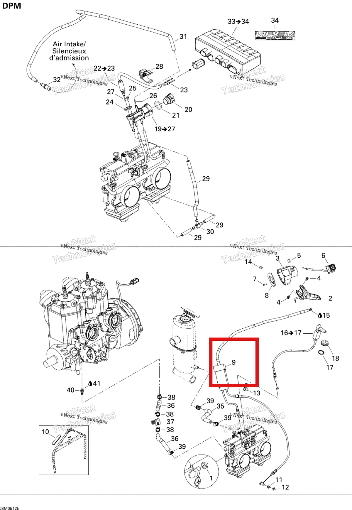Деталь 512059880 на схеме узла 2005 Ski-Doo Summit 800 HO Engine 2, 800Ho