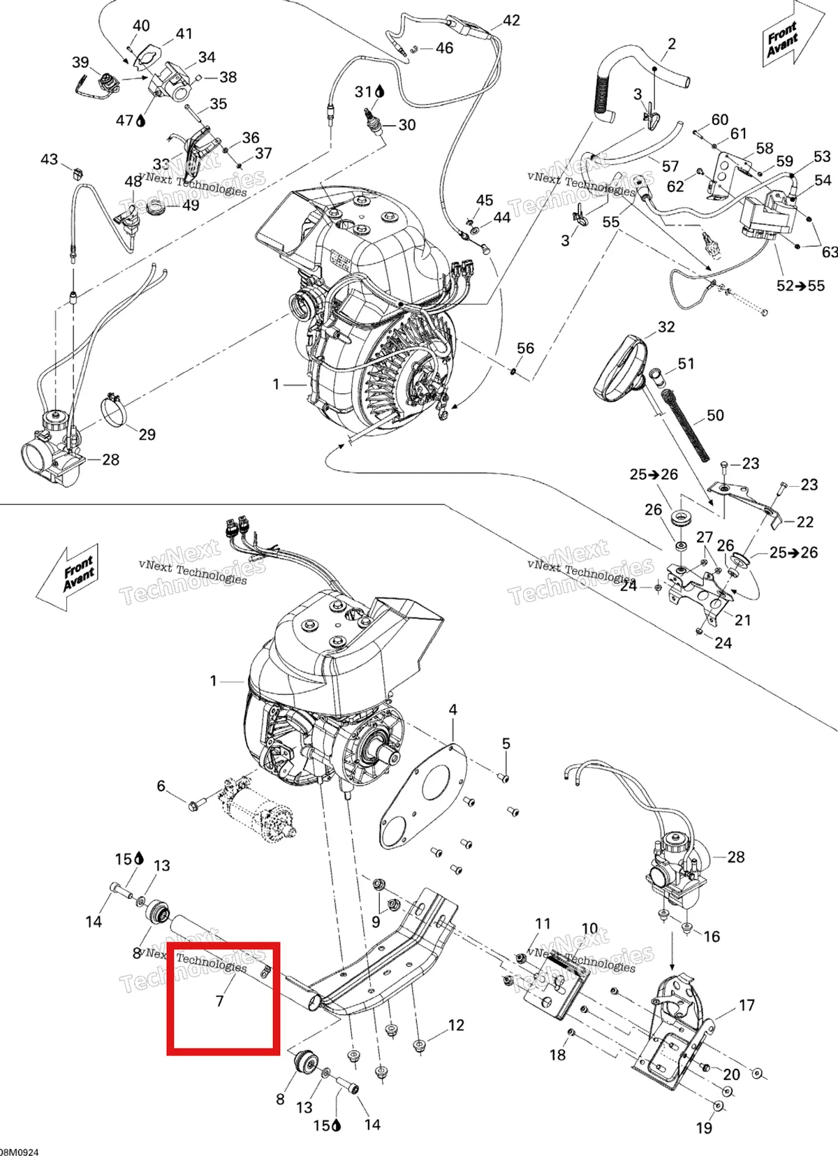 Деталь 512059901 (Деталь Engine Support) на схеме узла 2009 Ski-Doo Skandic Tundra Engine And Engine Support