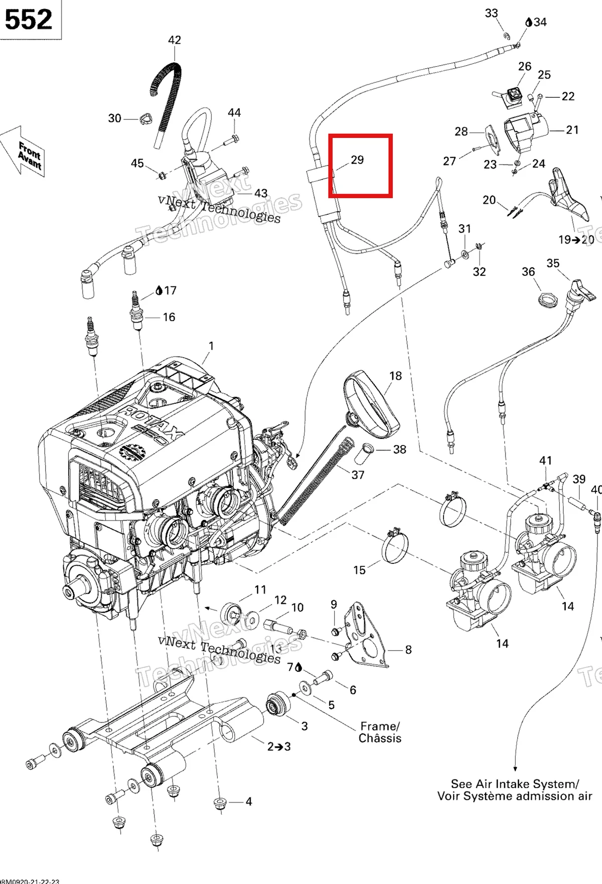 Деталь 512059913 (Трос) на схеме узла 2009 Ski-Doo GSX Fan Engine And Engine Support