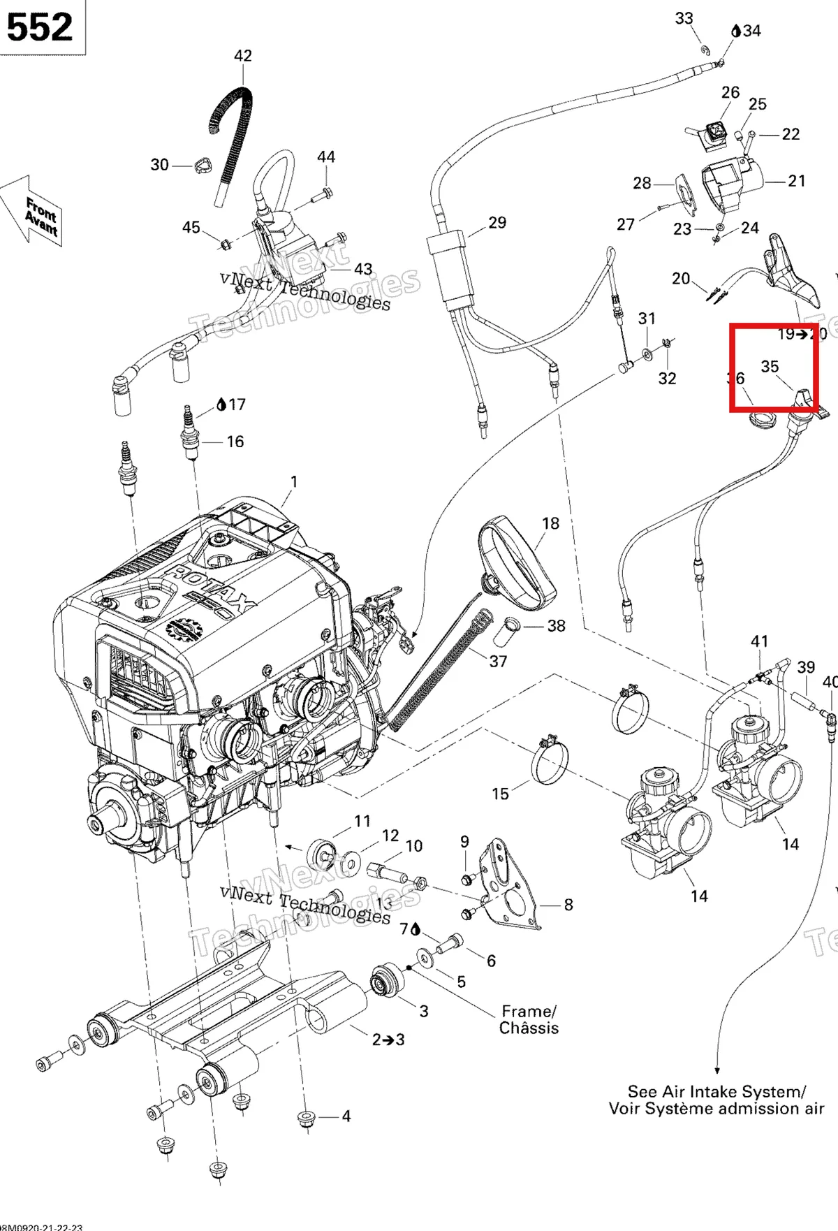 Деталь 512059914 (Кабель Дросселя) на схеме узла 2009 Ski-Doo GSX Fan Engine And Engine Support