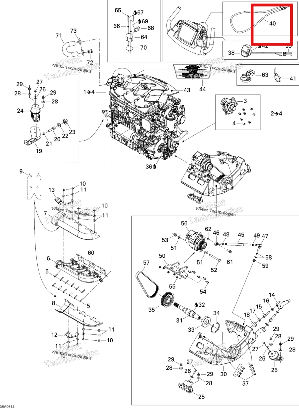 Деталь 512059916 на схеме узла 2004 Ski-Doo Elite 1500 2nd Edition Engine