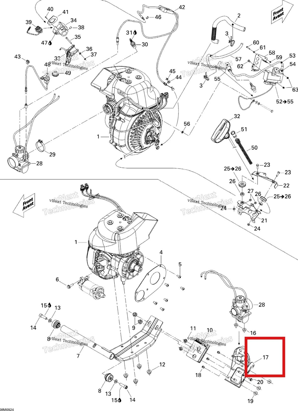 Деталь 512059918 (Пластина) на схеме узла 2009 Ski-Doo Skandic Tundra Engine And Engine Support