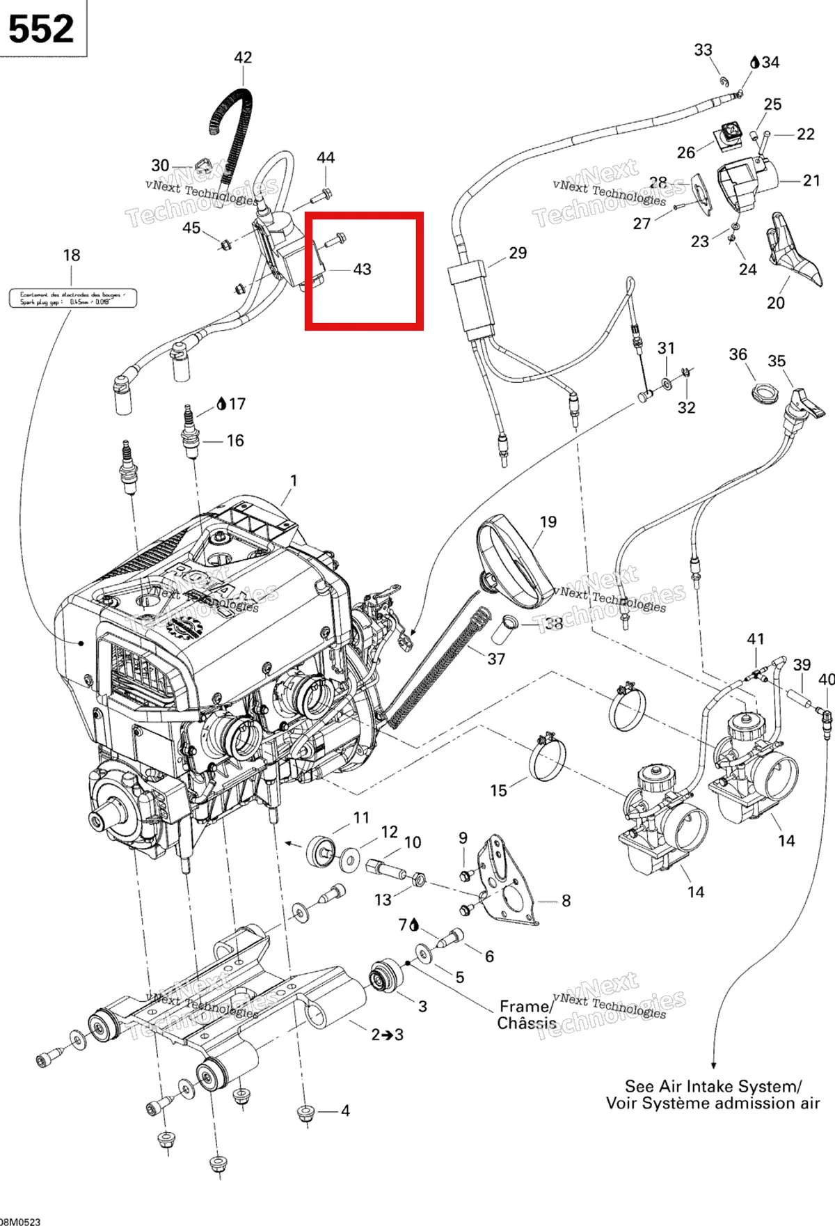 Деталь 512059946 на схеме узла 2005 Ski-Doo Summit 550F Engine And Engine Support