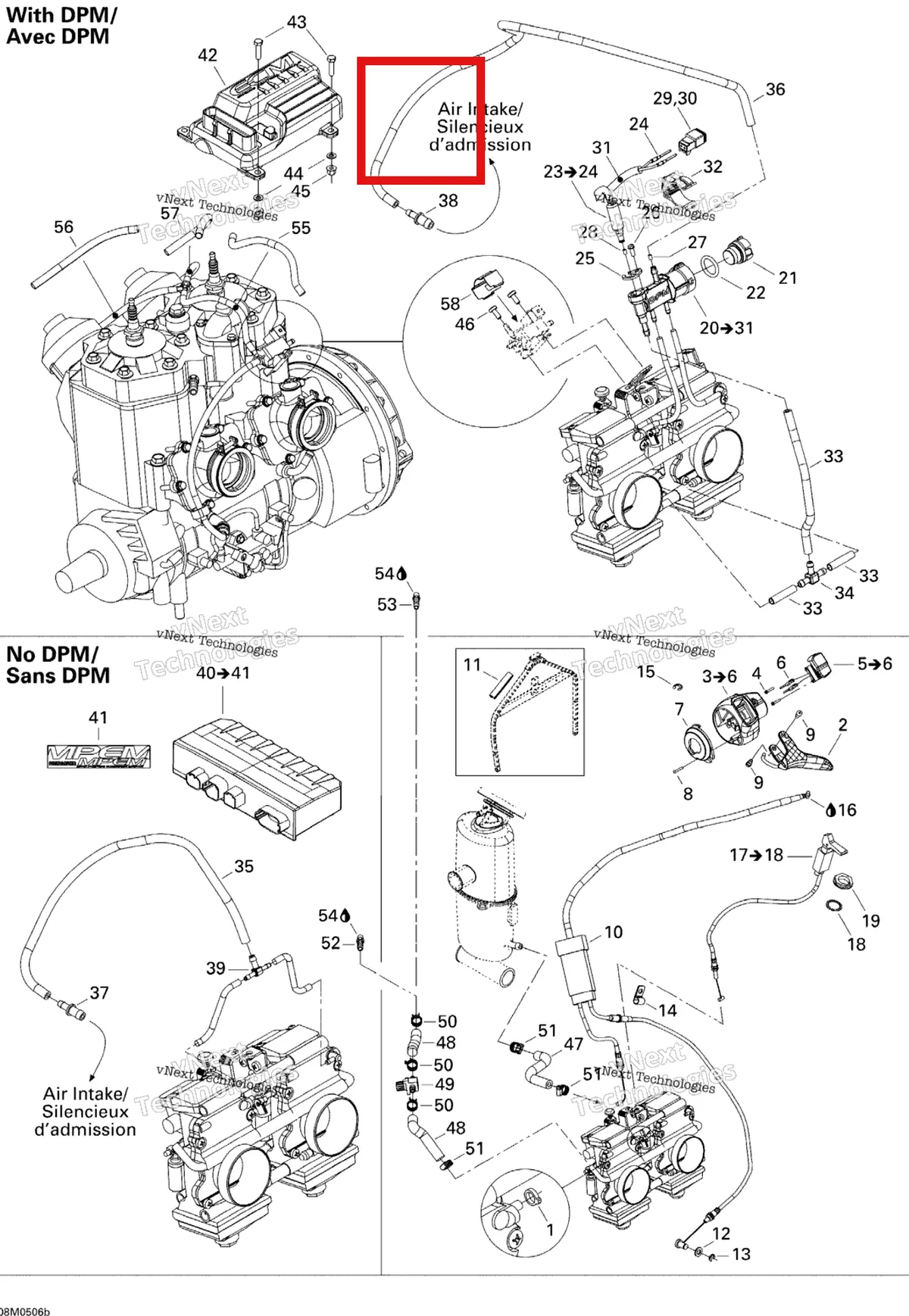 Деталь 512059980 (Деталь Calibreted Module) на схеме узла 2005 Ski-Doo GSX 800 HO Engine, 800Ho