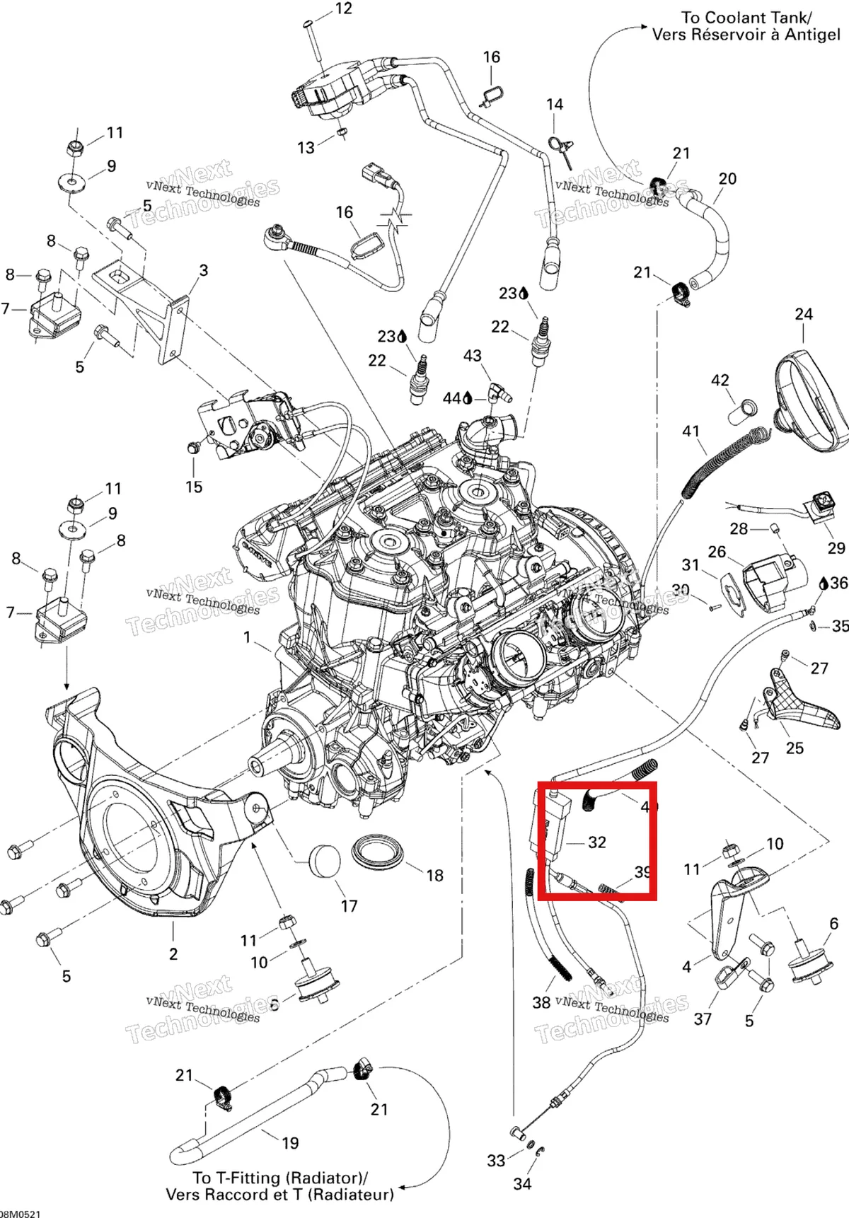 Деталь 512060009 на схеме узла 2005 Ski-Doo Summit 1000 SDI, Highmark & Highmark X Engine