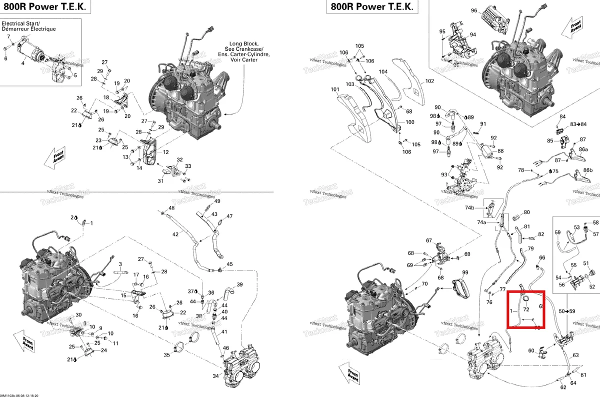 Деталь 512060016 (Пластиковая Гайка) на схеме узла 2011 Ski-Doo Summit EVEREST 800R P-TEK Engine