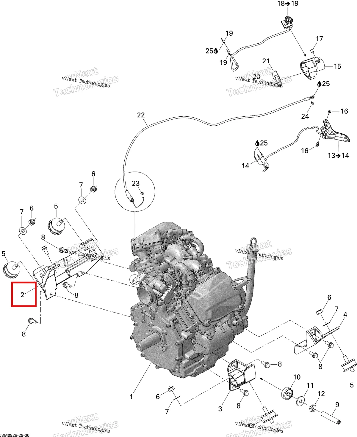 Деталь 512060076 (Деталь Front Engine Support) на схеме узла 2009 Ski-Doo Legend Touring Engine And Engine Support