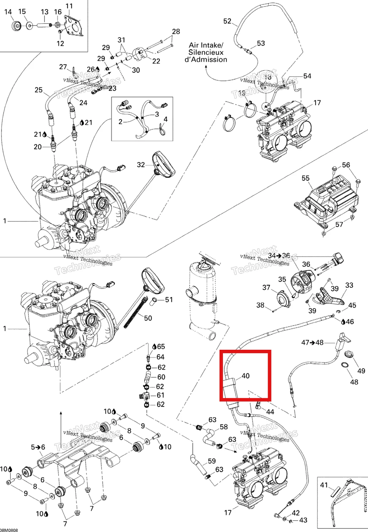 Деталь 512060084 на схеме узла 2008 Ski-Doo GTX SPORT 500SS Engine